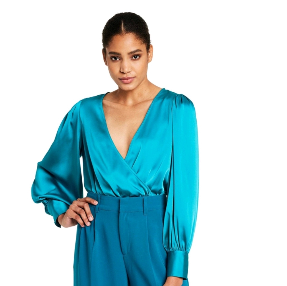 Sergio Hudson Teal Bodysuit Size L